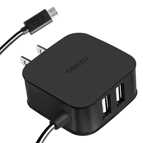 MOBO CARGADOR DE PARED 3 PUERTOS USB NEGRO MICRO MOTO V8 (3A/15W) 4850