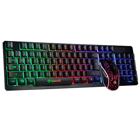KIT/COMBO/SET MARVO GAMER ALAMBRICO SCORPION TECLADO KM408 NEGRO