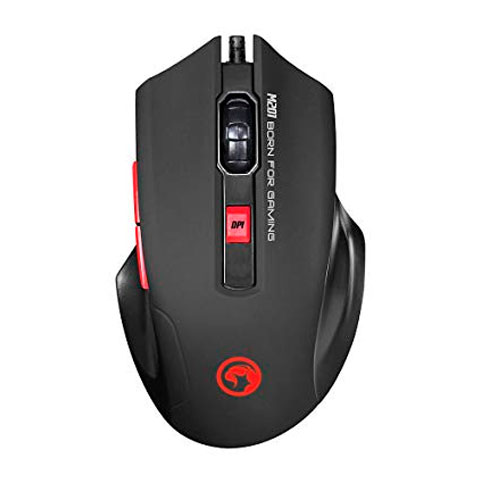 MOUSE MARVO GAMER ALAMBRICO M201 NEGRO/ROJO