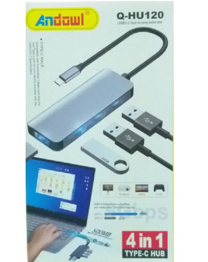 HUB TIPO C A USB 3.0 ANDOWL Q-HU120