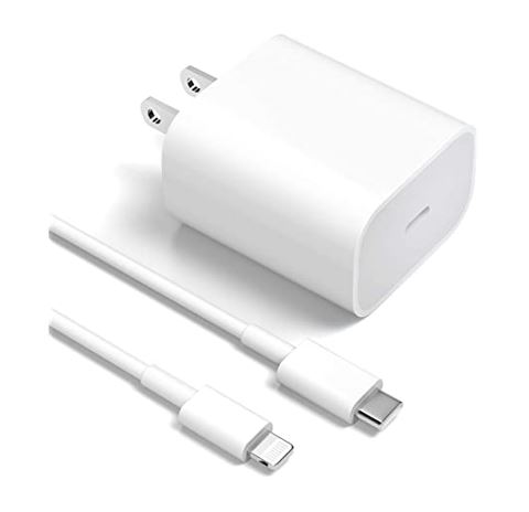 CARGADOR IPHONE 12-13-14 PRO MAX  2 EN 1  20W BLANCO LIGHTNING