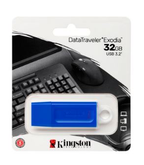 KINGSTON LLAVE 32GB USB 3.2 DATATRAVELER EXODIA AZUL