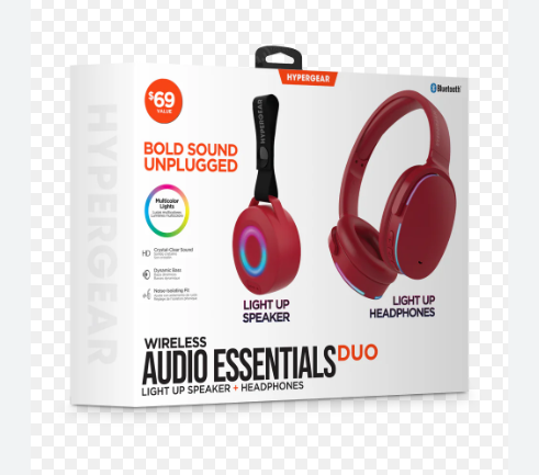 HYPERGEAR AUDIFONO + SPEAKER AUDIO ESSENTIALS DUO ROJO