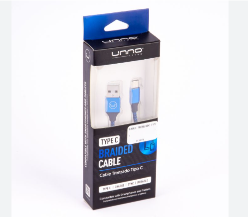 UNNO TEKNO CABLE TIPO C MALLA AZUL CB4061BL