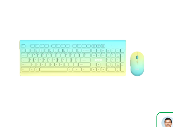 SET COMBO KIT MARVO WS010 TECLADO MOUSE INALAMBRICO AZUL/NARANJA