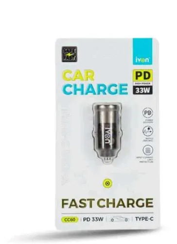 IVON CARGADOR CARRO TIPO C - USB 33W CC60