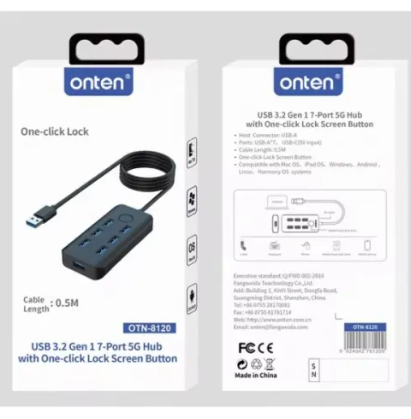 HUB USB 3.2 A 4 USB 3.0 OTN-8120 NEGRO